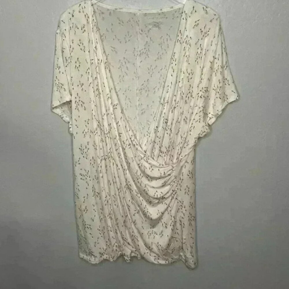White Floral Wrap Crossover Top